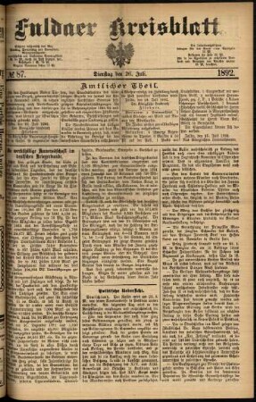 Ausgabe vom Dienstag, den 26. Juli 1892.