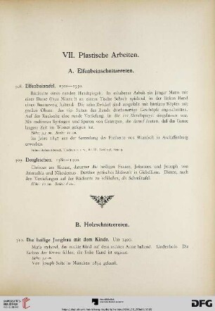 VII. Plastische Arbeiten (Nr. 308-393)