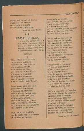 Alma criolla : (Estilo)