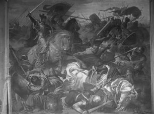 "Vaterländische Geschichtsgalerie": Kaiser Heinrich IV. besiegt in der Schlacht von Mellrichstadt, im Jahr 1078 seinen Gegenkönig Rudolf von Schwaben