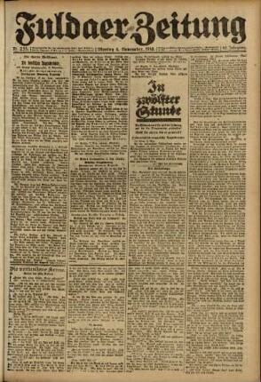 Erste Ausgabe vom Montag, den 04. November 1918.
