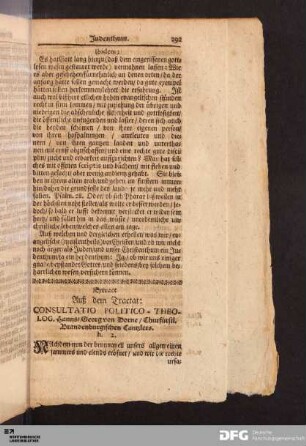 Extract Auß dem Tractat: Consultatio Politico- Theolog. Hanns-Georg von Dorne / Churfürstl. Brandenburgischen Cantzlers.