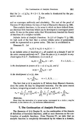 7. The Continuation of Analytic Functions.
