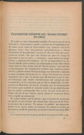 Fragmentos inéditos del "Diario íntimo" de Amiel
