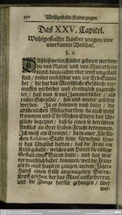 Das XXV. Capitel. Wohlgestallte Kinder zeugen, eine unerkannte Wolthat