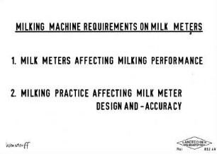 Milking Machine Requirements on Milk Meters
