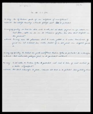 [Notizen von A. B. Sondheim vermutlich vom 3. Januar 1943]