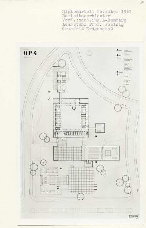 Dominikanerkloster, Berlin-Dahlem (Diplomarbeit bei Peter Poelzig): Grundriss Erdgeschoss 1:200