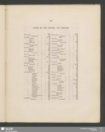 Index To The Genera And Species