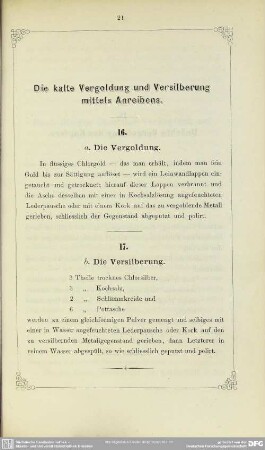 17. b. Die Versilberung