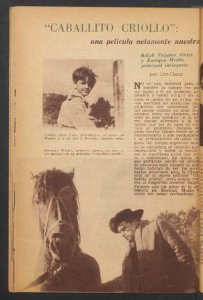 "Caballito criollo": una película netamente nuestra