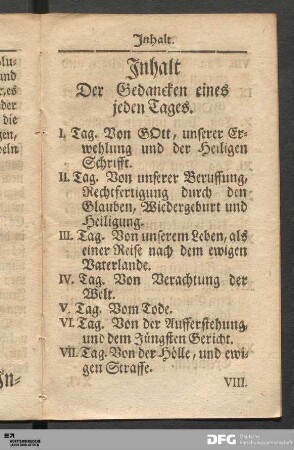Inhalt Der Gedancken eines jeden Tages.