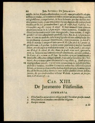 Cap. XIII. De Iuramento Filiifamilias.
