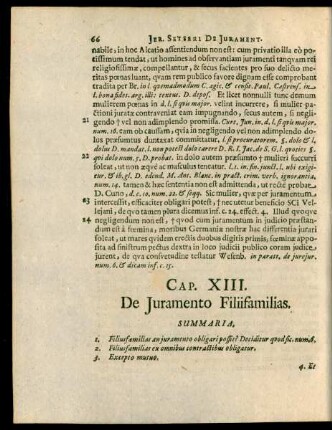 Cap. XIII. De Iuramento Filiifamilias.