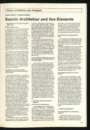 Soziale Architektur und ihre Elemente