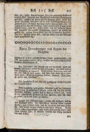 Kurze Betrachtungen und Regeln der Klugheit.