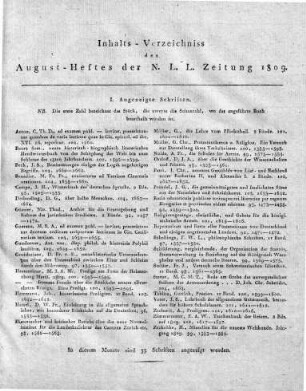 Monatsregister August 1809.