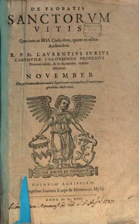 De Probatis Sanctorvm Vitis, 11. November