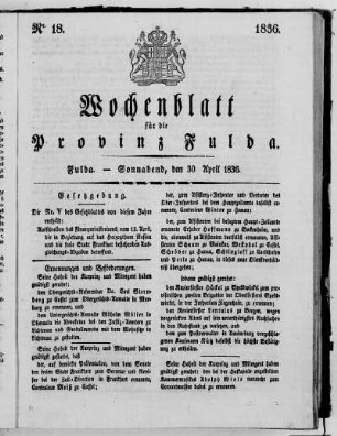 Nr. 18, Ausgabe vom 30. April 1836