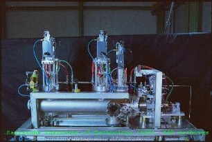 Versuchsaufbau auf einem Rack in der Hauptabteilung Zyklotron (HZY)