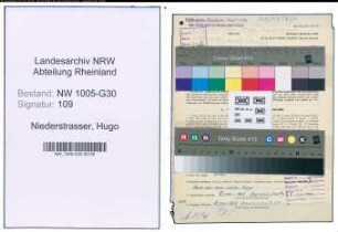 Entnazifizierung Hugo Niederstrasser , geb. 02.07.1905 (Vorschlosser)