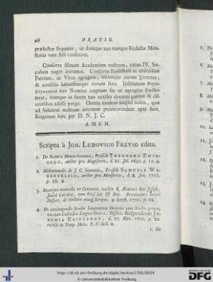 Scripta à Joh. Ludovico Freyio edita.