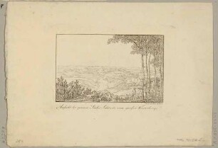 Aussicht vom Großen Winterberg in der Sächsischen Schweiz nach Westen ins Elbtal und auf die Felsen und Tafelberge