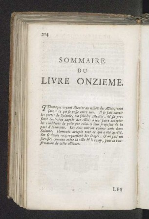 Sommaire du livre onzieme.