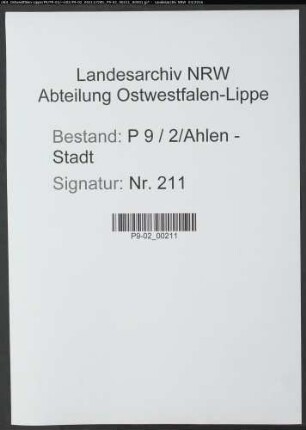 Sterberegister Standesamt Ahlen-Stadt