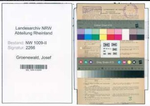 Entnazifizierung Josef Groenewald , geb. 13.10.1891 (Fabrikarbeiter)