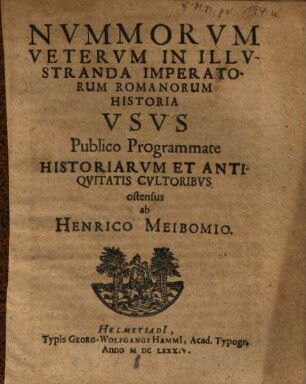 Nummorum veterum in illustranda imperatorum romanorum historia usus ...