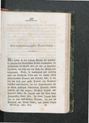 Einundzwanzigste Vorlesung