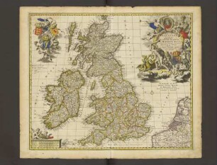 Magnae Britanniae Tabula Comprehendens Angliae, Scotiae, Ac Hiberniae Regna, in omnes suascujusque Provincias peraccurate et distincte divisa ; Guilielmo III D.G. Angliae, Scotiae, Franciae, Et Hiberniae Regi