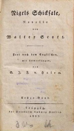 Nigels Schicksale : Novelle, 1