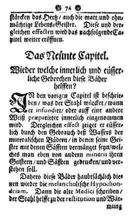 Das Neünte Capitel. Wieder welche innerlich und eüsserliche Gebrechen diese Bäder helffen?
