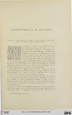 3. Pér. 1.1889: Correspondance de Belgique : exposition de portrait antiques; création de nouveaux musées; acquisition du Musée de Bruxelles; tableaux de Rubens altérés