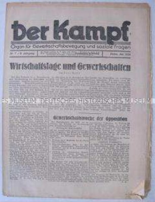 Kommunistische Gewerkschaftszeitung "Der Kampf" u.a. zur Wirtschaftslage und zum Massenelend in Deutschland