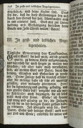III. In geist- und leiblichen Angelegenheiten.