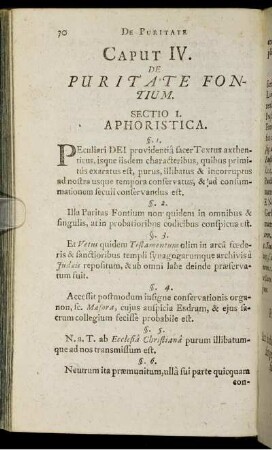 Caput IV. De Puritate Fontium.