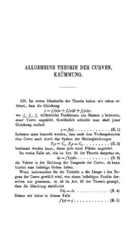 Fünfter Abschnitt. Allgemeine Theorie der Curven. Krümmung.