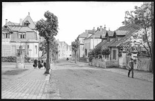 Dahlen. Bahnhofstraße. Blick über die Einmündung Weststraße und Südstraße nach Norden