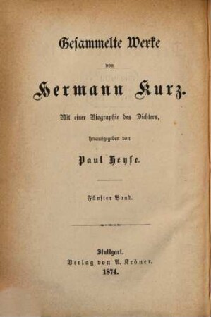 Gesammelte Werke, 5. Der Sonnenwirth ; 1