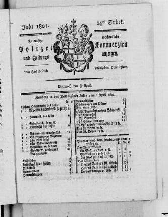 14tes Stück, Ausgabe vom 8. April 1801
