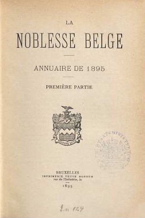La Noblesse belge : annuaire de .... 1895,1