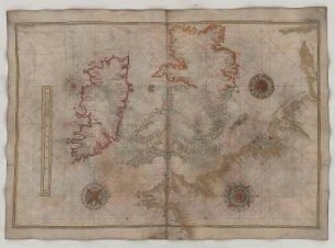 Seekarte, Handzeichnung, 1568 Bl. 34 Irland, England, Nordfrankreich