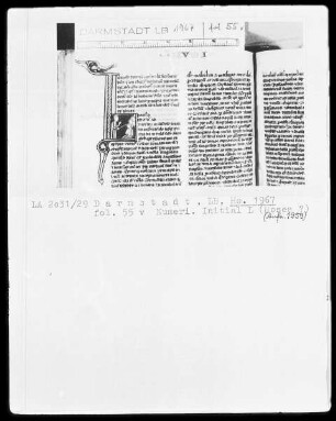 Biblia sacra mit Missale — Initiale L (ocutus est) mit Moses, Folio 55verso