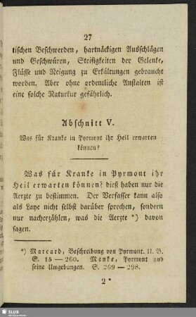Abschnitt V. Was für Kranke in Pyrmont ihr Heil erwarten können
