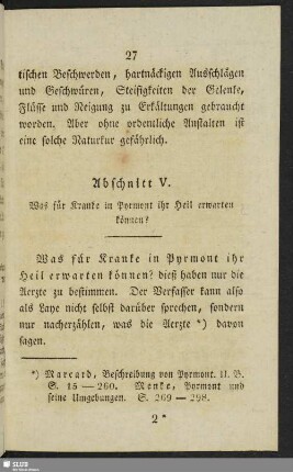 Abschnitt V. Was für Kranke in Pyrmont ihr Heil erwarten können