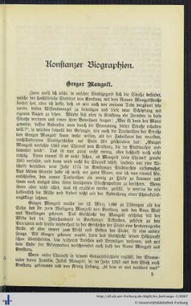 Konstanzer Biographien. Gregor Mangolt.