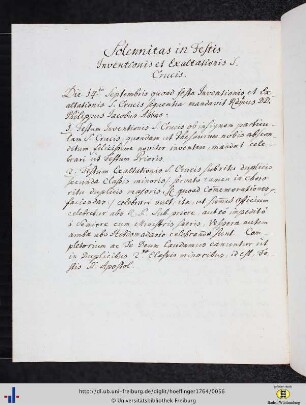 Solennitas in Festis Inventionis et Exaltionis S. Crucis.